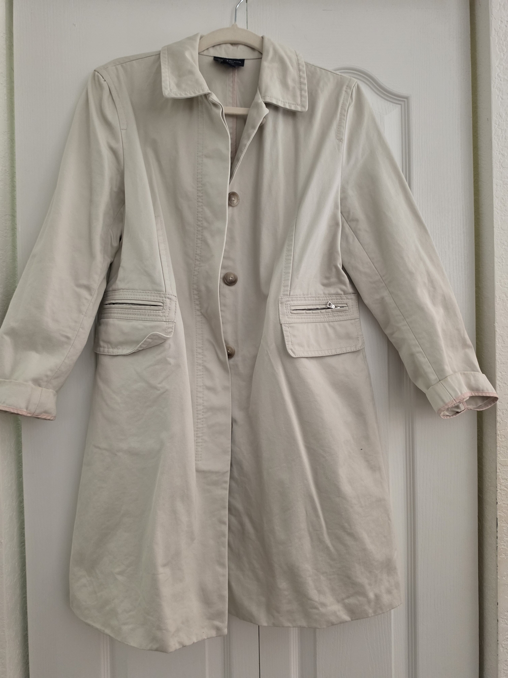 Ann Taylor Light Beige Trench Coat with Zip Pocket